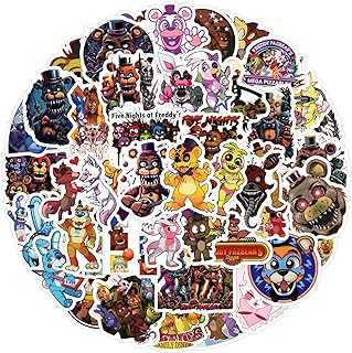 60 Pack FNAF Stickers Five Nights at Freddy's Game Stickers for Kids Waterproof Laptop Bumper Skateboard Water Bottles Computer Terror Game Sticker (FNF)