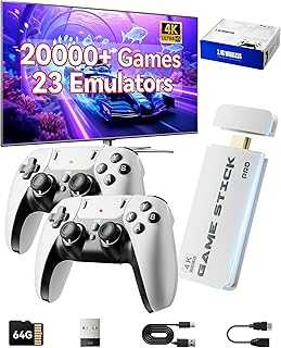 2025 Upgraded Retro Gaming Console Stick, Classic Video Games Stick with 4K HDMI, Built-in 23 Emulators, 20000+ Games - Plug & Play TV Video Gaming Stick with Upgrade Dual 2.4G Wireless Controllers