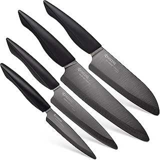 Innovation Series 4Piece Ceramic Knife Set, Black Blade, Black Handle