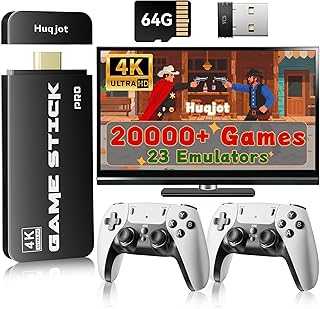 2025 New Upgrade Retro Gaming Console Pro, Vide Game Consoles with 4K HDMI, Built-in 20000+ Games & 23 Emulators, Plug and Play Video Gaming Consoles with Upgrade Dual 2.4G Wireless Controllers (64G)