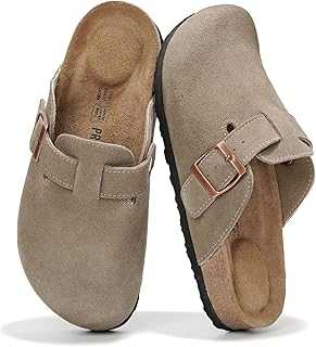 Genuine Leather Footbed Clogs for Women - Memory Foam Arch Support Slippers for Women - Trendy Slip-ons Women's Mules & Clogs Sandals (Benton)