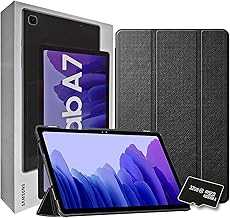 2020 Samsung Galaxy Tab A7 10.4” Inch 32 GB Wi-Fi Android 10 Touchscreen International Tablet (Gray) Bundle – Slim Trifold Hard Shell Case and 32GB Micro SD Card