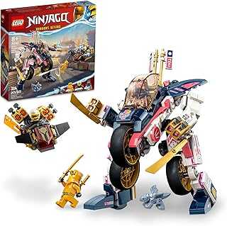 NINJAGO Sora’s Transforming Mech Bike Racer Building Toys for Kids, Featuring a Mech Ninja Bike Racer, a Baby Dragon and 3 Minifigures, Gift for Kids Aged 8+, 71792