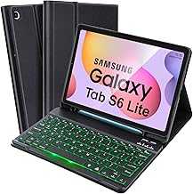 SOPPY Backlit Keyboard Case for Samsung Galaxy Tab S6 Lite 10.4 Inch 2024/2022/2020(SM-P620/P624/P610/P613/P615/P619), Rechargeable Detachable Wireless S6 Lite, Slim Keyboard Case,Black