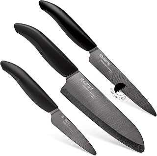 Revolution 3pc ceramic knife set, 6", 5" and 3", Black