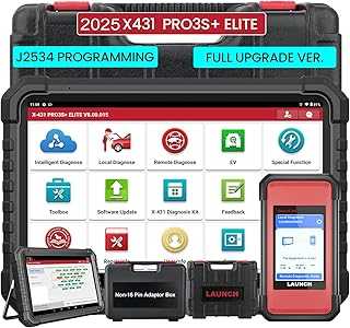 LAUNCH X431 PRO3S+ Elite, 2025 All-in-One Bidirectional Scan Tool with J2534,HD Trucks Scan, Topology Map, 60+Service,Online Coding Full Function Scanner, CANFD/DoIP/D-PDU/CAN 2.0, FCA, 2 Yrs Update