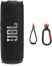 Flip 7 - Portable Waterproof and Drop-Proof Speaker, Bold Pro Sound with AI Sound Boost, 16Hrs of Playtime, and PushLock System with Interchangeable Accessories (Black)