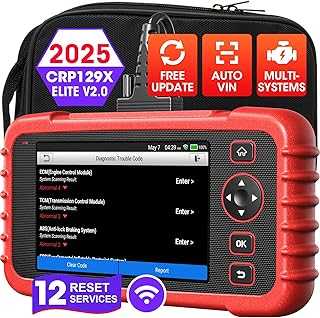 OBD2 Scanner LAUNCH CRP129X V2.0 Elite Scan Tool, Upgrade of CRP123X, 12 Reset Services, ABS/SRS/Transmission/ Check Engine Car Code Reader, Lifetime Free Update, FCA AutoAuth & Auto VIN, Battery Test