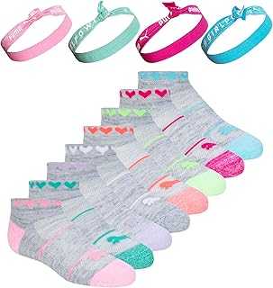 Girls' Little 8 Pack Low Cut Socks + Hair Ties