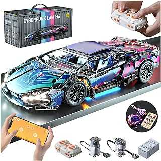 Sport Car Building Block Sets for Adults, Technical Remote Control APP Race Car with LED Lights,Collectible 1:14 Model Scale Engineering Toy Men Teens Boys Birthday Gift Age 8+ 8-12 12 13 14