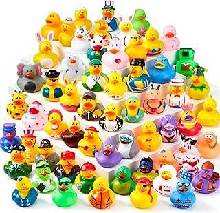 30 Pcs Rubber Ducks, Random Assortment Ducks Bulk with Mesh Carry Bag, Mini Rubber Duckies for Baby Bath Toys, Kids Toddler Summer Pool Toys Birthday Gifts Party Favors