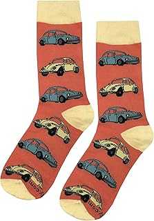 VW Beetle Dress Socks Funny Novelty Crazy Fun Design Men Size 8-12 Cotton Casual Crew Colorful Funky Fancy Socks Gift for Men