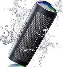 Bluetooth Speaker Stocking Stuffers for Men Women Teens Boys Girls: Portable Wireless, IPX5 Waterproof, White Elephant Gifts for Adults, Up to 20H Playtime, TWS Pair, for Home/Party/Outdoor (Black)