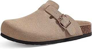 Unisex Vegan Suede Clogs Leather Mules Womens Mens Cork Footbed Potato Shoes with Arch Support