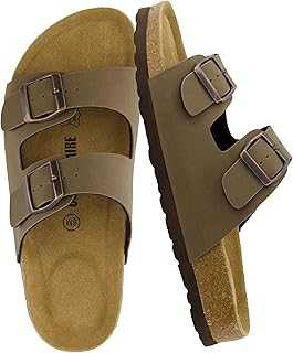 Lane Cork Footbed Sandals for Women – Comfortable Double Buckle Slip-On with Genuine Suede Footbed & Arch Support Slides for Women Footwear