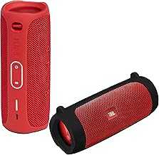 Flip 5 Waterproof Portable Wireless Bluetooth Speaker Bundle with Deluxe CCI Silicone Protective Carrying Sleeve (Red)