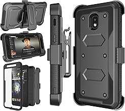 Njjex Galaxy J7 Refine Case, for Samsung J7 2018/J7 Star/J7 V 2nd/J7 Aura/J7 Top/J7 Crown/J7 Eon/J7 Aero Case, [Nbeck] Built-in Screen Protector Swivel Holster Belt Clip Kickstand Phone Cover - Black
