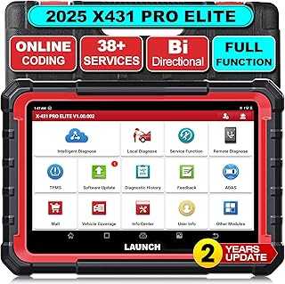 LAUNCH X431 PRO Elite [2025 New Model] Fully Functional Bidirectional Scanner with CANFD&DOIP,ECU Coding,38+ Resets,FCA AutoAuth,Full System Scanner for All Cars,2-Year Update