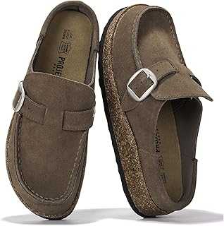 Genuine Leather Moccasin-Style Clogs for Women - Memory Foam and Water Resistant Mules Slip-on - Non-Slip and Durable Clogs Casual Shoes for Women Footwear (Carline)