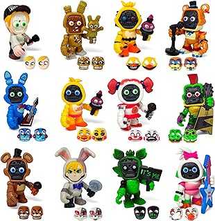 Set 12 pcs Inspired by Game Five Night at Freddys Toys | Mini Figures with Masks | FNAF Action Figure [Rockstar Bonnie, Montgomery Gator, Chica, Human Security, Radioactive Foxy etc.]