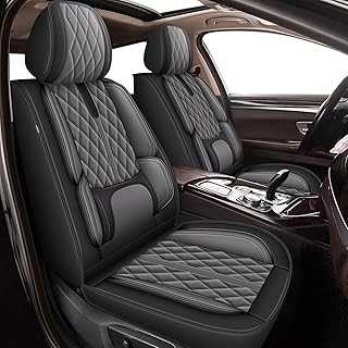 YORKNEIC 5 Seats Seat Covers for VW Volkswagen Jetta 2007-2025: Breathable Leather Car Seat Covers Full Set Vehicle Seat Protector (2 Row 5 Seat, Black & Grey)