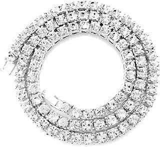 Gold Silver Iced Out Diamond Tennis Chain Necklace for Men Women, Rhinestone Tennis Necklaces for Women and Teens, Tennis and Cuban Link Chains 18-30 Inches