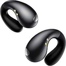 Ultra Ergonomic Clip-On Open Earbuds, Bone Conduction Over-The-Ear Headphones with Waterproof Design and Secure Fit for Small Ears, Obsidian Black
