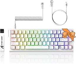 X68 HE 8KHZ Rapid Trigger Keyboard Magnetic Switch,0.01 mm RT Accuracy,Wired RGB 60% Gaming Keyboard TKL with Adjustable Actuation,Snap Tap,Coiled Cable,for PC/Mac(White Contour)