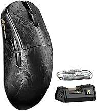 R11 Ultra 8K Carbon Fiber Wireless Gaming Mouse with 42000 DPI-PAW3950 MAX Sensor-49g Lightweight,Nordic 52840 MCU Chip,Wired/BT/2.4Ghz Programmable,RGB Coiled Cable for PC Mac(Black Ink)
